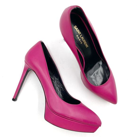Saint Laurent Janis Pumps‎ Hot Pink Heels Platform Pointed Toe Sz 36 / 6 - Picture 1 of 12
